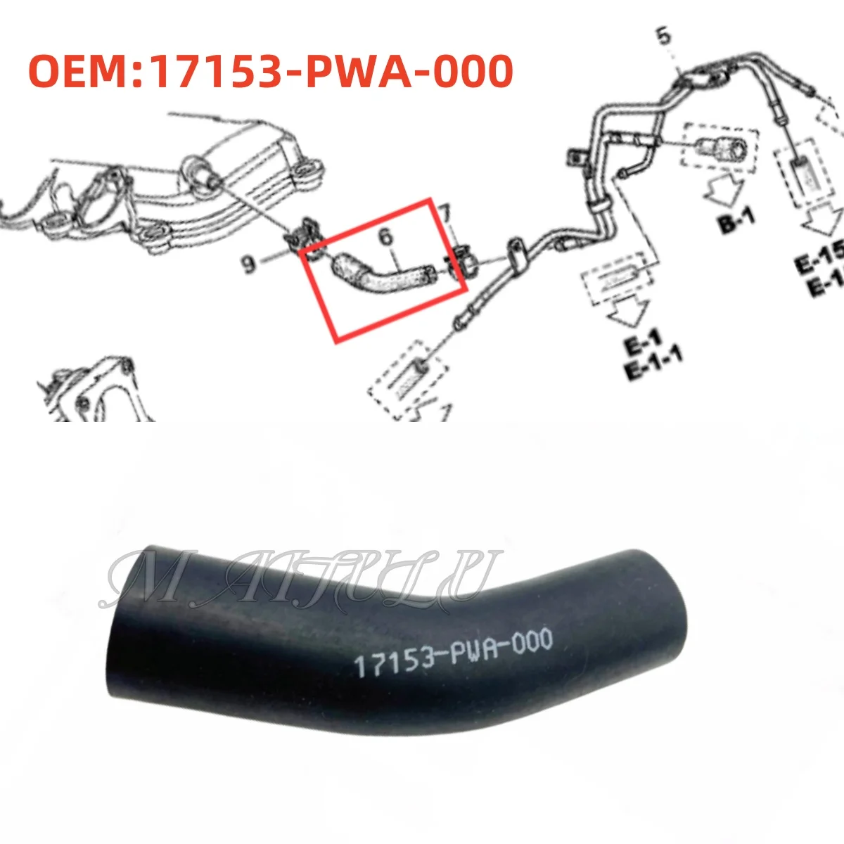 The 17153PWA000 is suitable for Honda Fit two-hatchback JAZZ CITY ventilation pipe exhaust valve exhaust pipe PCV rubber hose