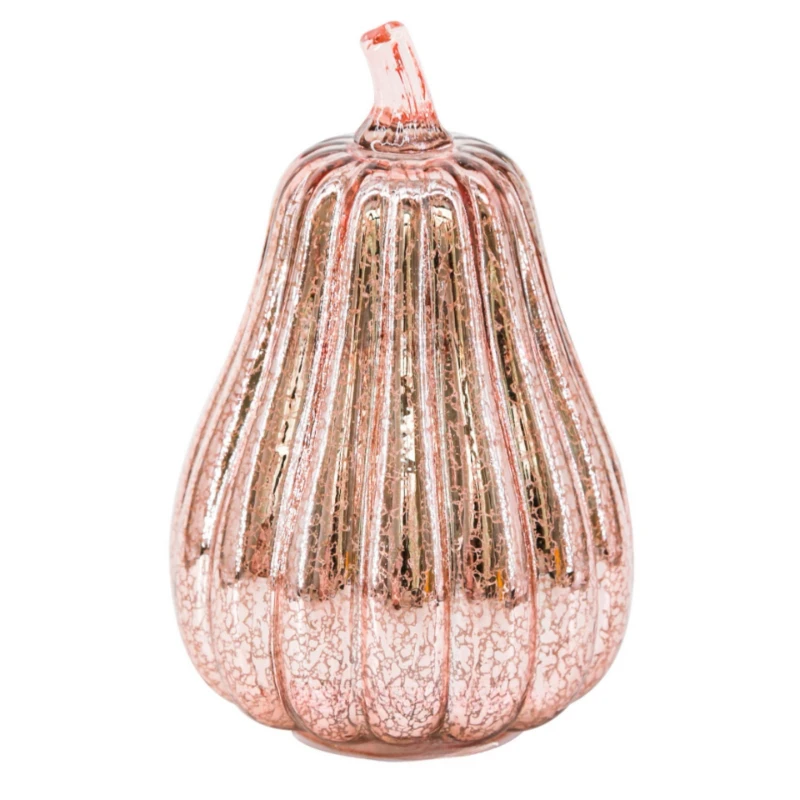 

Rose Gold Glass Pumpkin Lantern with Timed Halloween LED Pumpkin