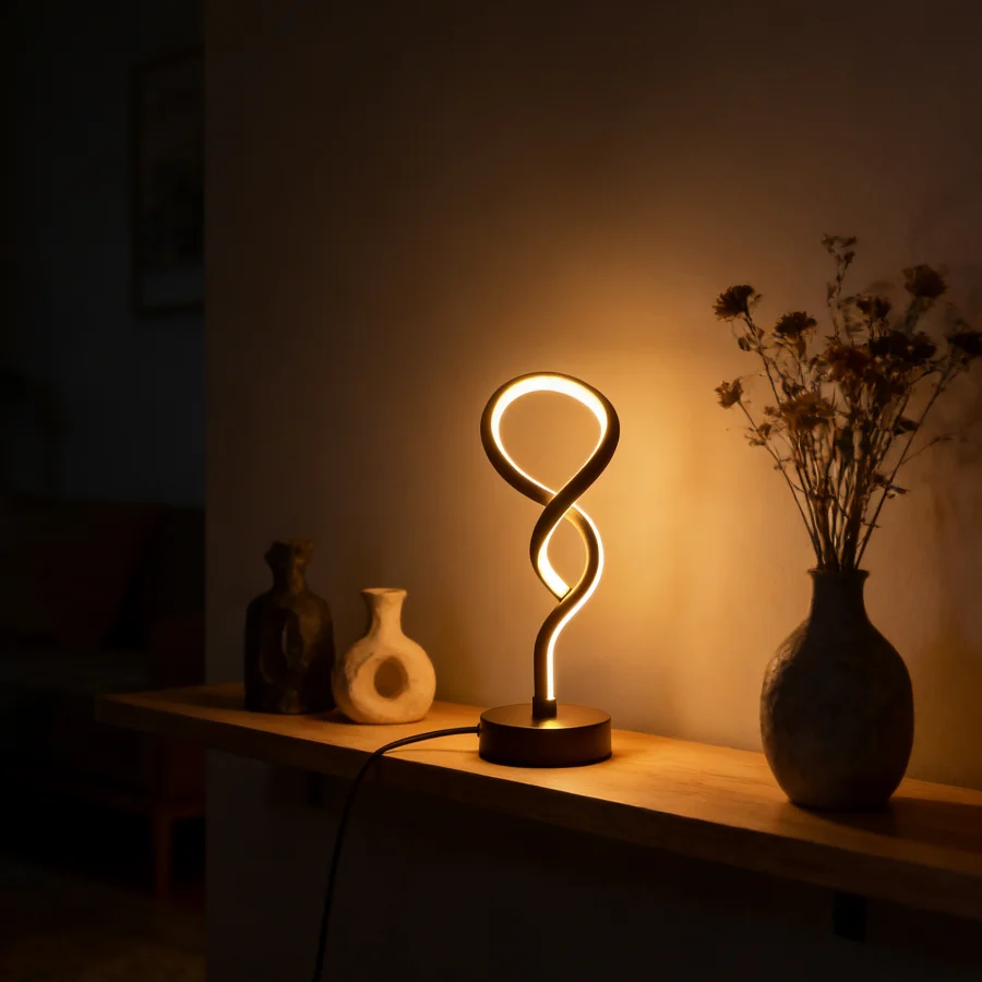 1PC Infinity LED Table Lamp, Modern Warm White Night Light, Decorative Desk Lamp for Bedroom, Closet, Living Room, Home Decor