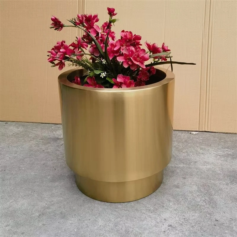 Stainless Steel Garden Gold Flower Planter / Luxury Home Decor Flower Pot / Outdoor Large Plant Vase