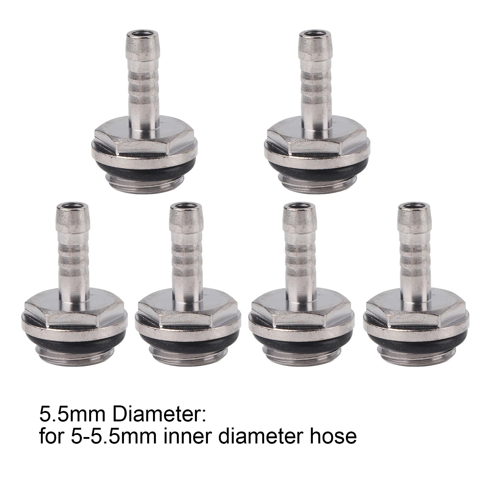 6 PCS PC Water Cooling Two touch Fitting G1/4 Thread Barb Connector for Tube