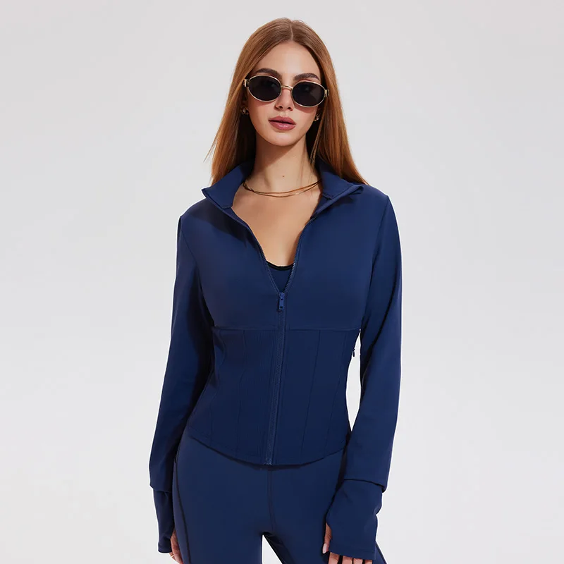 Running Workout Gym Jacket Zipper Pockets Fitness Slim-fit Training Thumb Hole Clothes New Styles Yoga Jacket