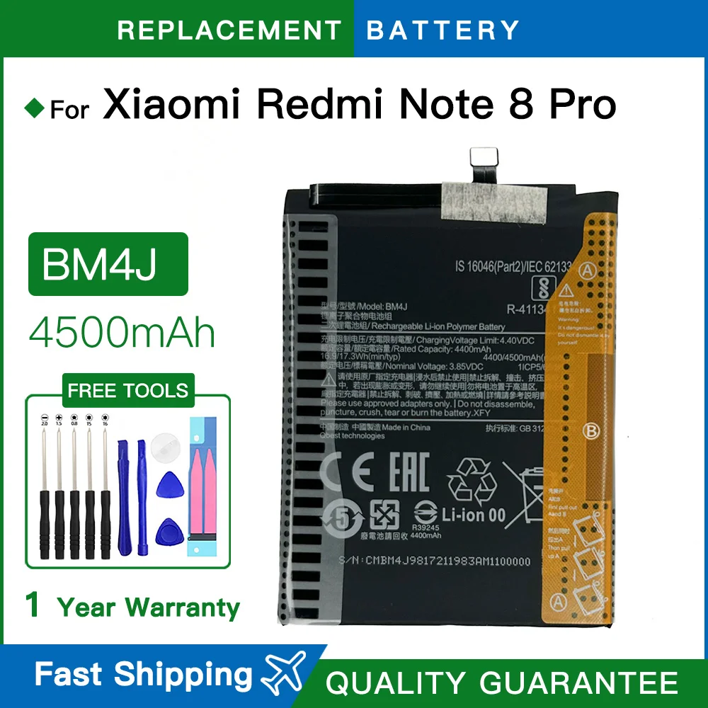 Brand New 500mAh BM4J 100% Original Battery For Xiaomi Redmi Note 8 Pro 8Pro Note8 Pro High Quality Phone Battery +Free Tools