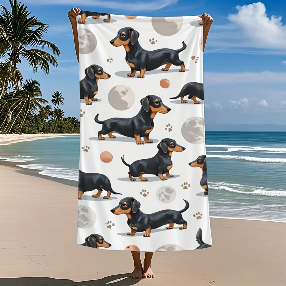 Cute Dachshund Beach Towel Funny Sausage Dog Graphic Bath Towel Large Travel Towel Unique Gift for Wiener Dog Lovers Pet Fans