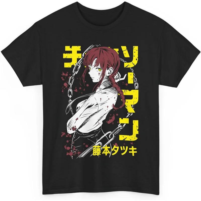 

Makima Chainsaw Man Horro Anime Gift t shirt DEVIL HUNTER Graphic Tee 100% cotton print clothing Y2K clothes Large size Tops