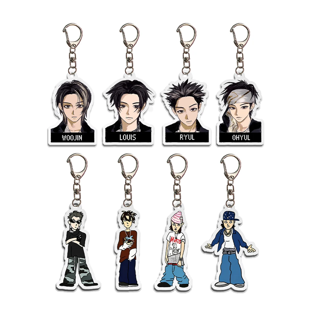 LNGSHOT SHOT CALLERS Keychain Cartoon Acrylic Printing Pendant Character Printing Key Ring Ohyul Ryul Woojin Louis Fans Gift