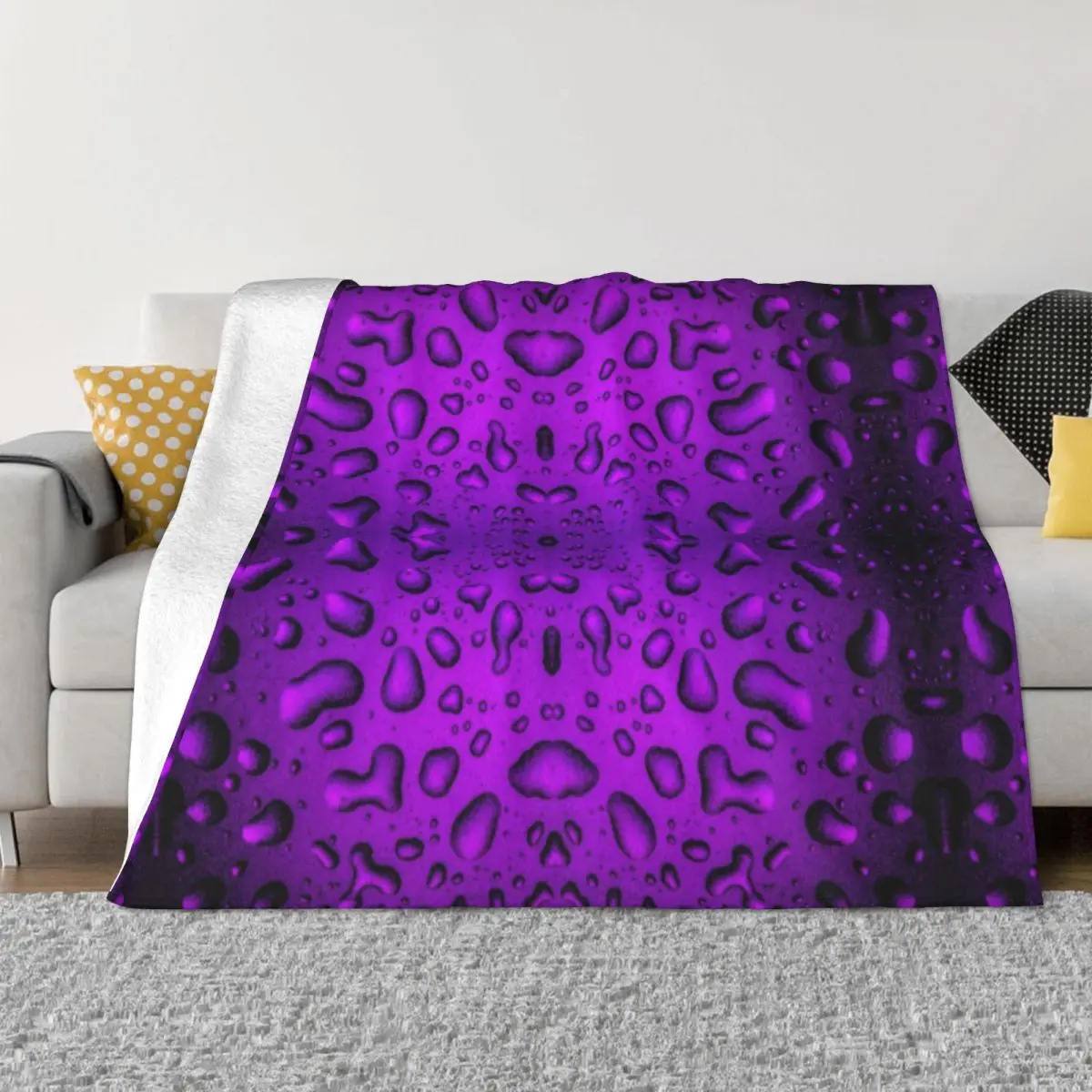 Cool Grainy Purple water drops cool summer fresh Throw Blanket Soft Plush Plaid Nap Blanket Christmas Decorative Bed Blankets