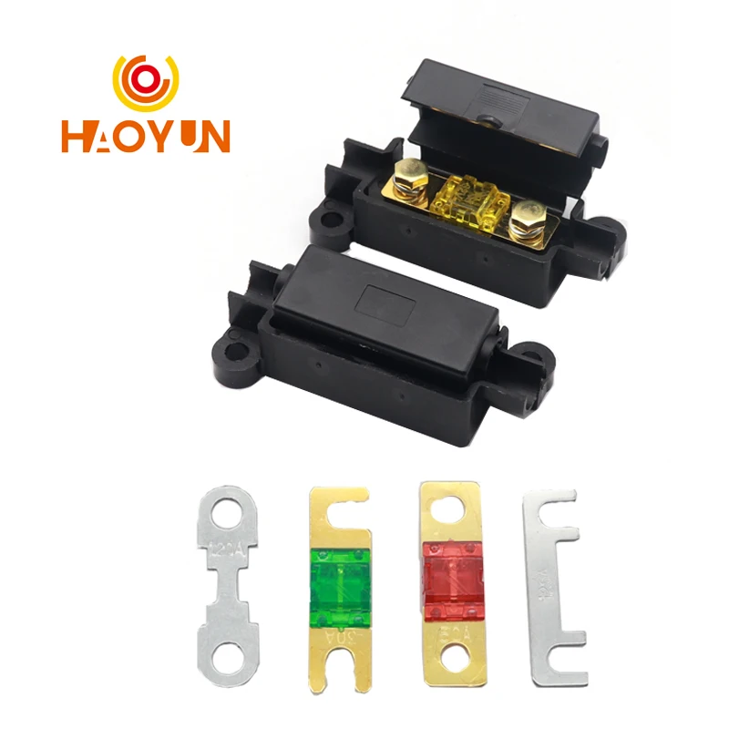 【1Set】 Auto fuse Flat Plate Type 32V Fork Type Bolt Battery Fuse Car Modification Stand 20A 30A 40A 50A 60A 70A - 200A  Fuse Box