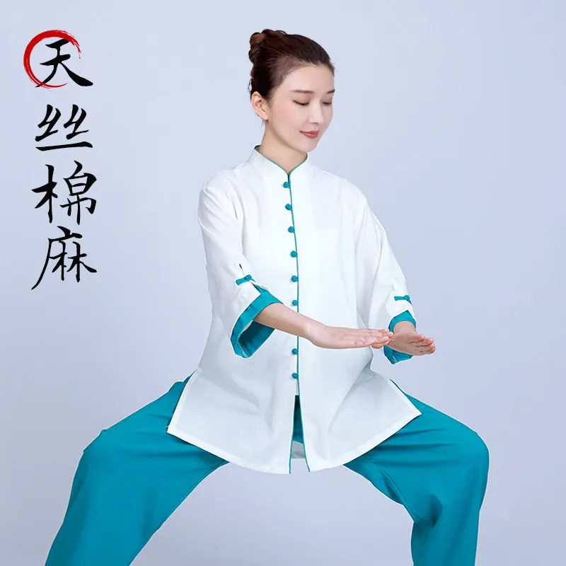 2026 New Women's High-end Tai Chi Uniform Short Sleeve Summer Lightweight Martial Arts Practice Cotton Linen Leisure