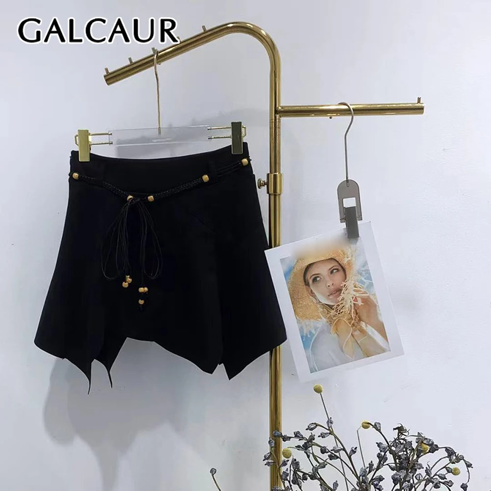 

GALCAUR однотонная базовая юбка с высокой талией, утягивающая уличная одежда, нерегулярная женская юбка, модный летний стиль