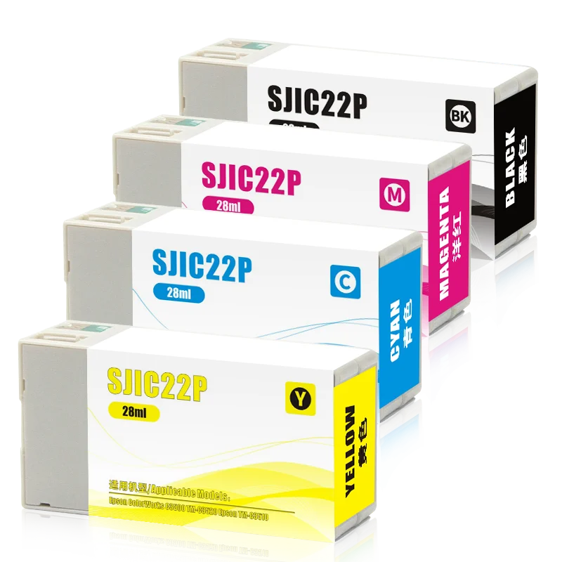Cartuccia d'inchiostro compatibile SJIC22P Europa con inchiostro pigmentato chip per stampanti Epson ColorWorks serie C3500 30ML inchiostro Plug And Play
