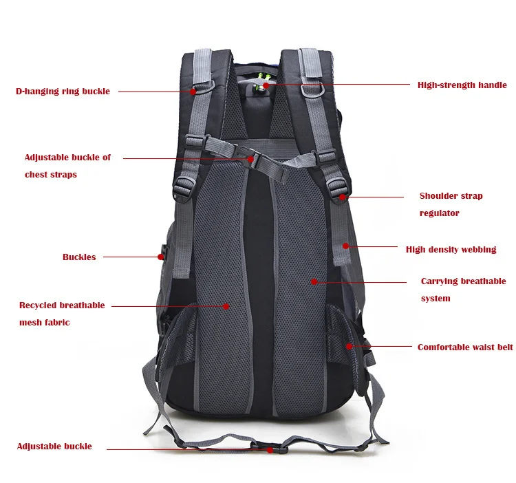 50l Wander-Trekking-Rucksack wasserfester Camping-Tages rucksack Rucksack Outdoor-Männer reisen Trekking-Kletter rucksack Free Knight – Detail 13