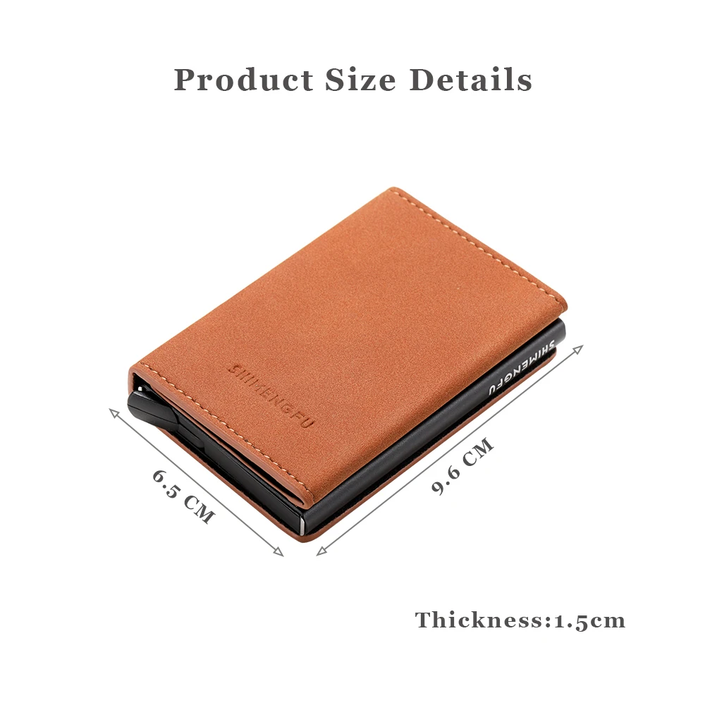 Automatic Card Holder Magnetic PU Leather Mini Men Wallet Business Card Case RFID Metal Card Cover Smart  ID Cardholder Women