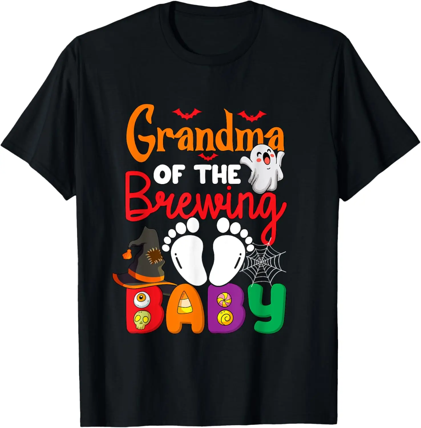 Grandma Of The Brewing Baby Halloween Pregnancy Announcement T-Shirt