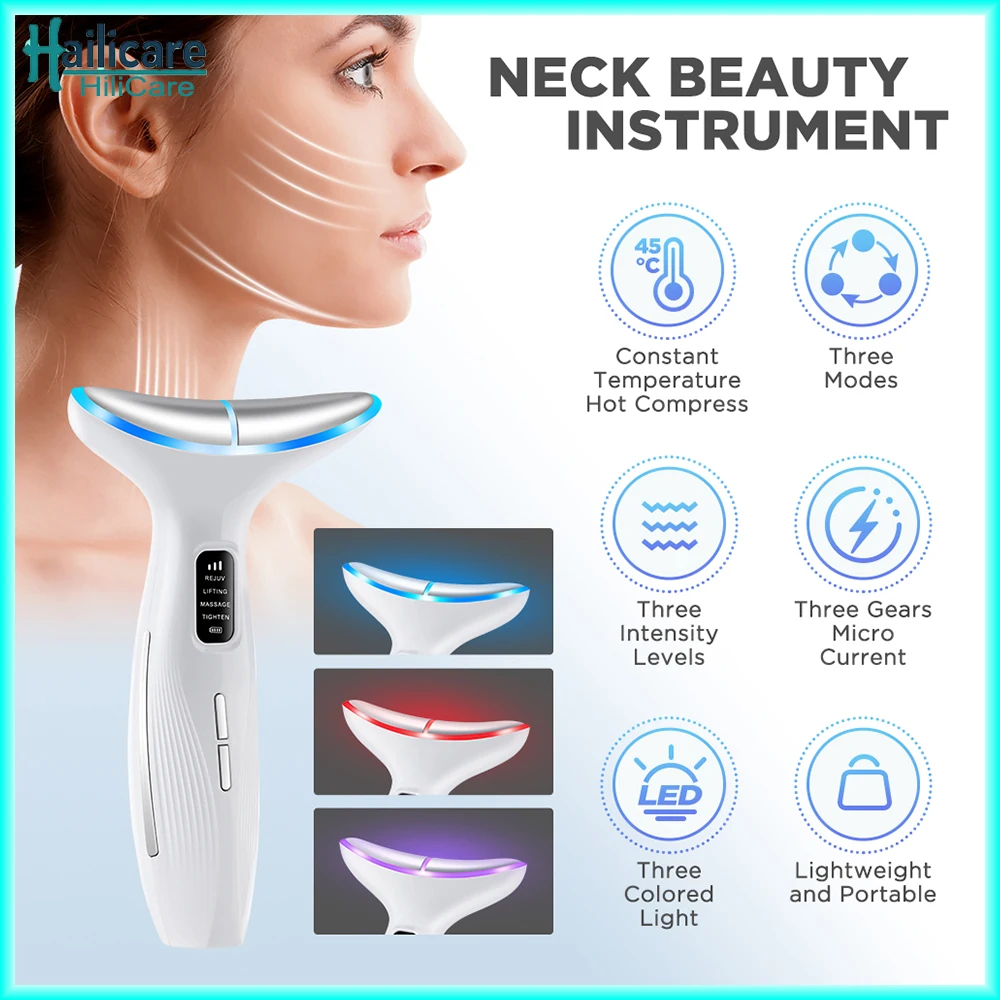 

Microcurrent Neck Beauty Device with 3 Massage Modes LED Facial Lifting Firming Massage Beauty Instrument Tighten Skin Care Tool