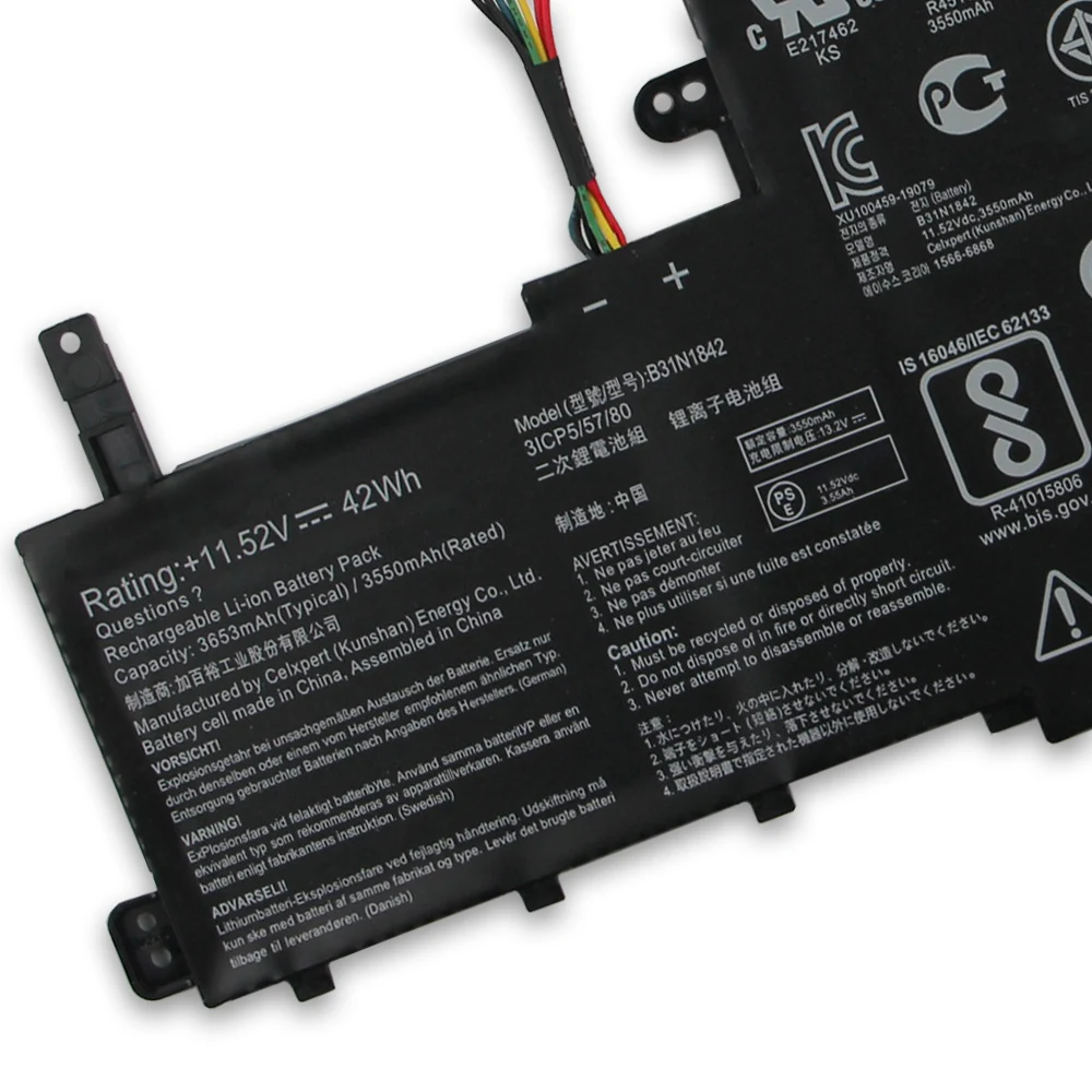 

Replacement Battery B31N1842 For ASUS vivobook S15 X531FA X531FL X513EP V531FL D513 S531F F513 M513 3350mAh High Capacity
