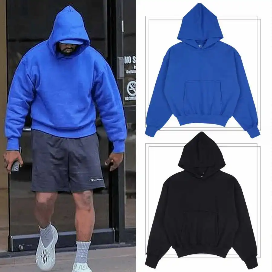 2026 Best Version 1:1 Kanye West Yzy Co-brand Heavyweight Double-Layer Solid Color Women Men Hooded Sweatshirt Hoodies