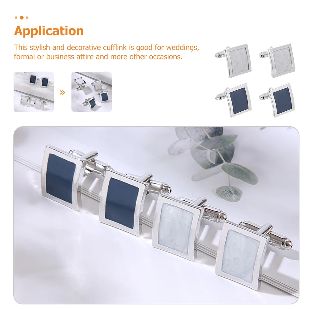 

2Pairs Men Shirt Cufflinks Alloy Stylish Durable Decorative Suit Buttons Business Wedding Formal Occasion Accessories