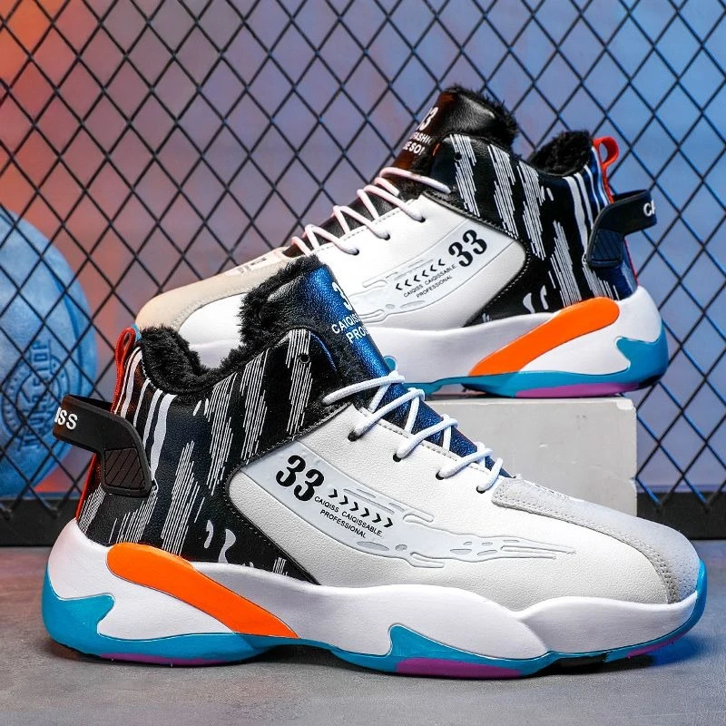 Men's Winter High Top Cotton Shoes Warm Thickened Insulated Shoes Thick Soles Height Increase Casual Basketball Sports Shoes​
