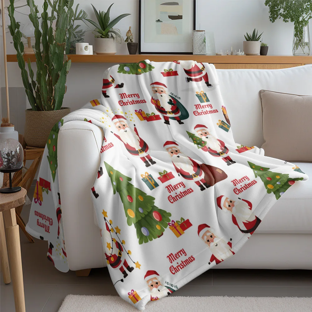 TU Cozy Throw Blanket Soft Fluffy Sherpa Fleece Warm Home Decor Gift Idea Holiday Season Christmas Pattern Dorm Room Living Room