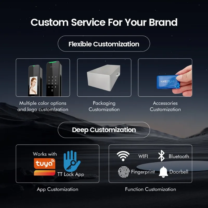 [2026] 3D Gezichtsherkenning Inteligente Video-oproep Automatische deur Keyless Entry Vingerafdruk Slimme deur Keyless Entry met