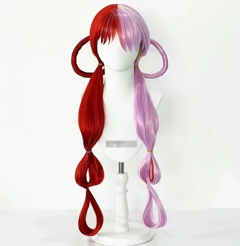 Uta Cosplay Wig Anime Uta Red Pink Heat Resistant Hair Halloween Wig Earphone Props Woman Girl Cosplay + Wig Cap