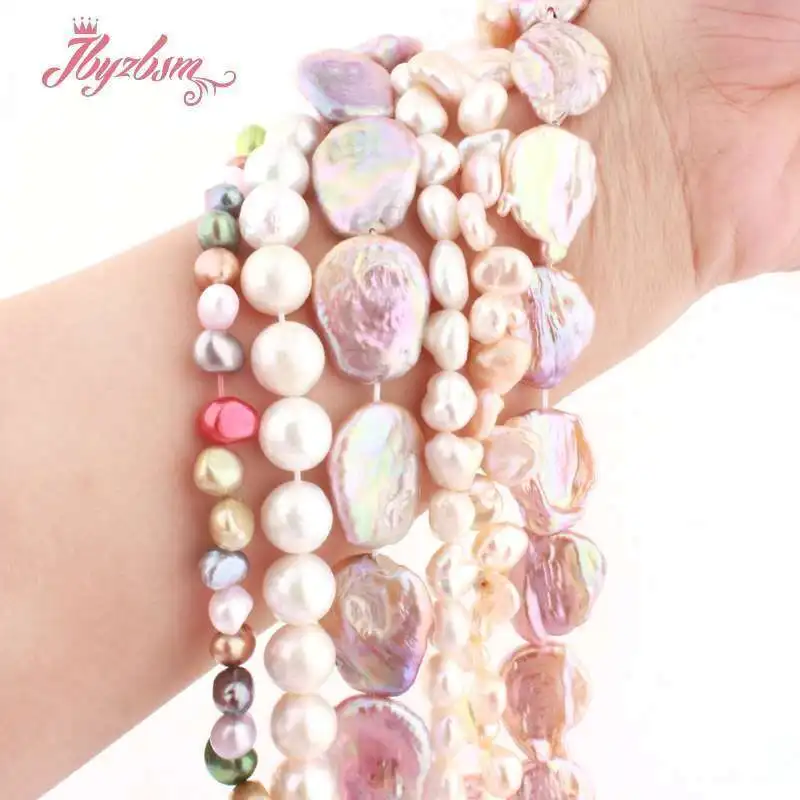 Natural Freshwater Pearl Stone Beads For Jewelry Making Necklace Bracelets Strand 15 Inches DIY Loose Beads 3-4mm 5-7mm 10mm