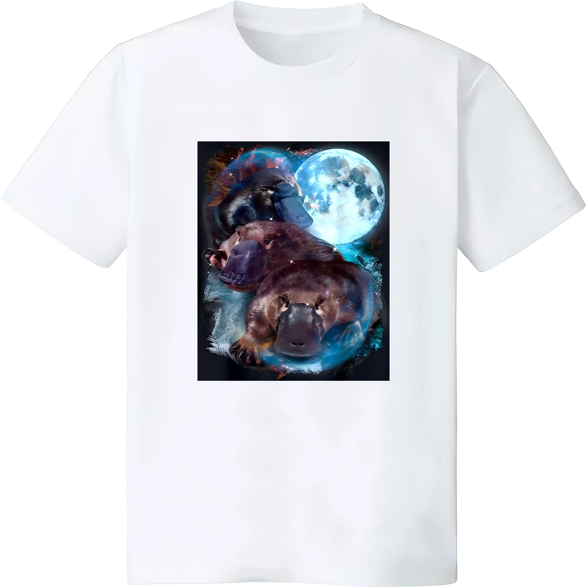 3 Moon Platypus Duckbill Mammal Graphic Animal Lover Novelty T-Shirt