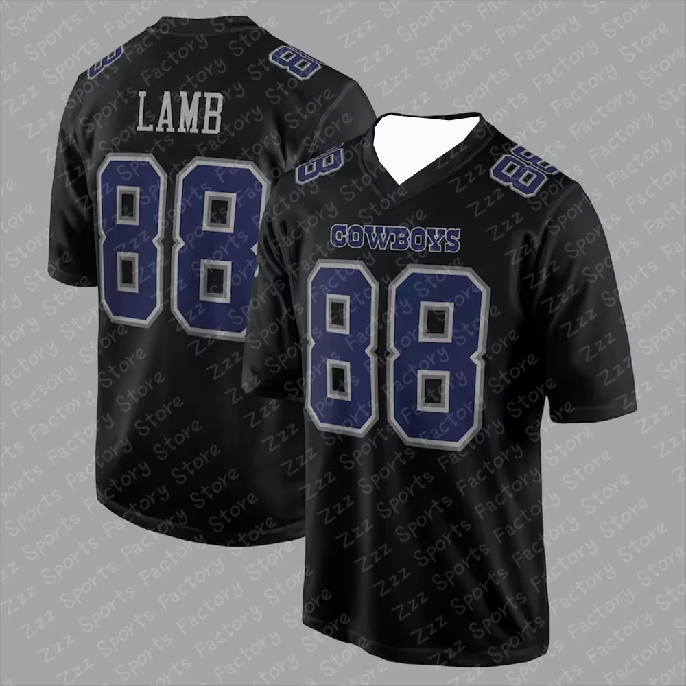 25 Men's Dallas Cowboys CeeDee Lamb Classic Jersey No.88 Short-Sleeved Outdoor Summer T Shirt Oversized Clothing Top Tees Kids