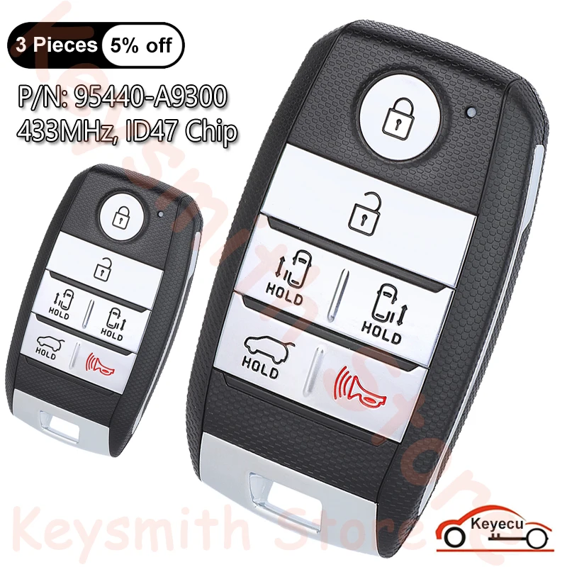 KEYECU 2 Pieces 6Buttons for Carnival 2015 2016 2017 2018 Sedona 2019 2020 2021 Auto Smart Remote Key Fob 95440-A9300 SY5YPFGE06