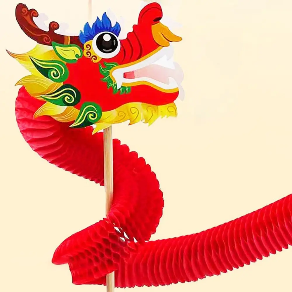 Nowy zestaw DIY: Smoczy rękodzieło 3D z papieru, Chiński Nowy Rok, Chiński taniec smoka, zabawki dla dzieci, trójwymiarowy kwiat do rozciągania.