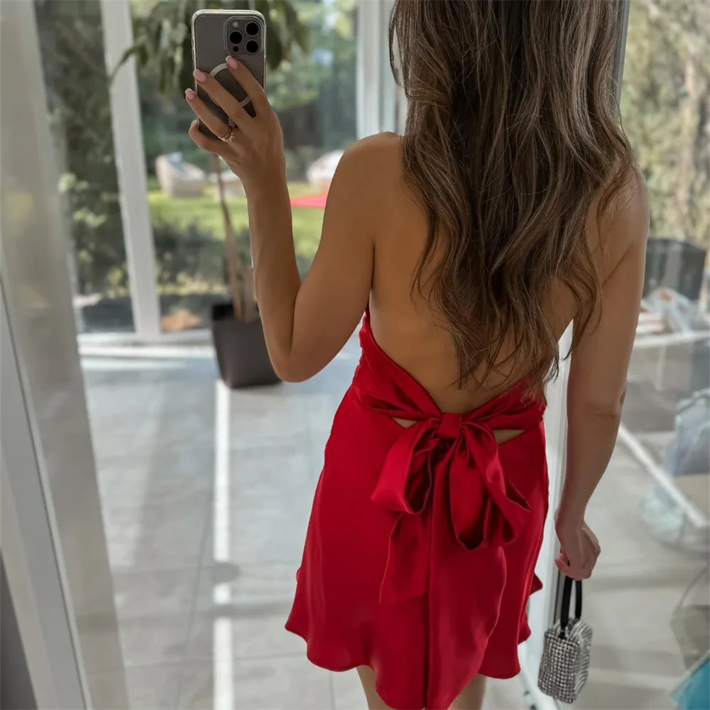 فستان بحمالات من الساتان أحادي اللون للنساء ، على الطراز الأوروبي والأمريكيين ، عصري وغير رسمي ، مزاجه ، جديد ، الصيف #4