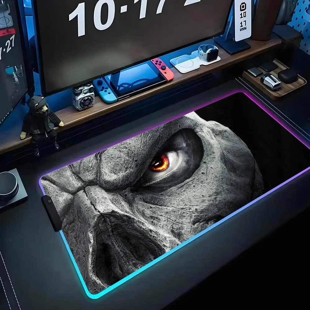 

Коврик для мыши Dark Horror Skull RGB Gaming Mousepad Большой светодиодный коврик для ПК Настольный коврик Светящийся коврик для мыши Большие коврики для клавиатуры Настольный коврик с
