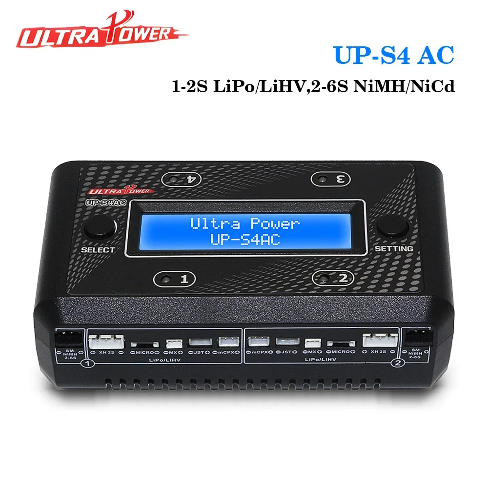 ULTRA POWER UP-S4AC Battery Charger LCD Digital Display 4x7W 1A AC DC Charger for RC FPV 1S-2S LiPO/LiHV 2S-6S NiMH/NiCd Battery