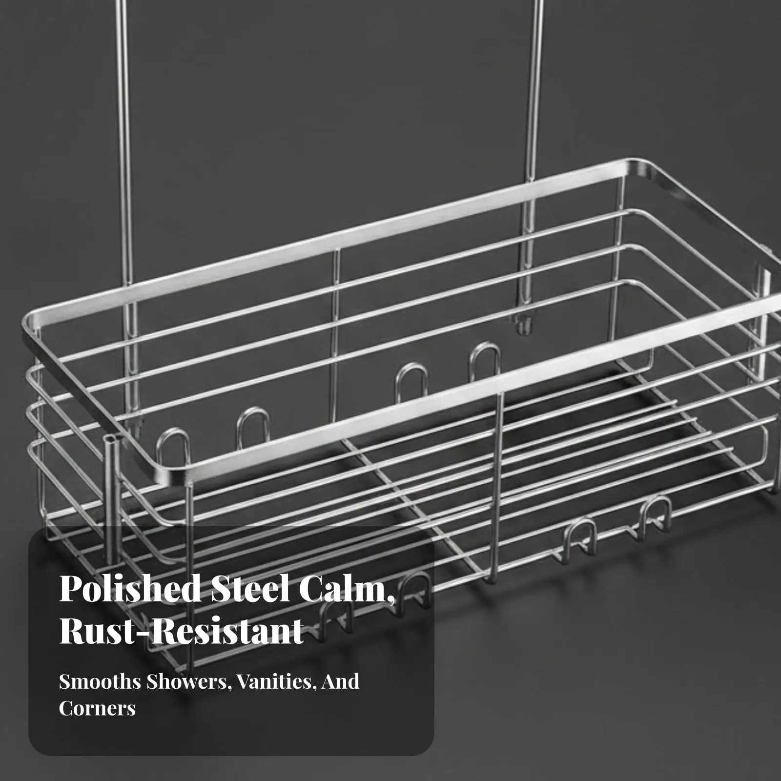 Bathroom Basket with Hooks Rustproof Wire Storage Basket with Suction Cups