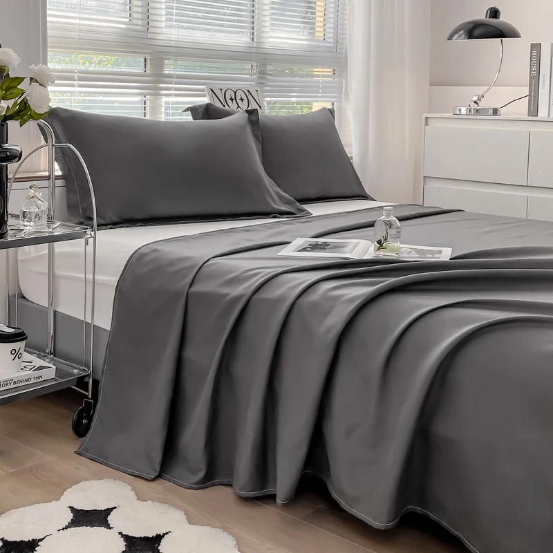 High Quality Microfiber Flat Sheet- Breathable Soft Lightweight Stain Resistant Easy Care for 1/2 People Bed Sizes