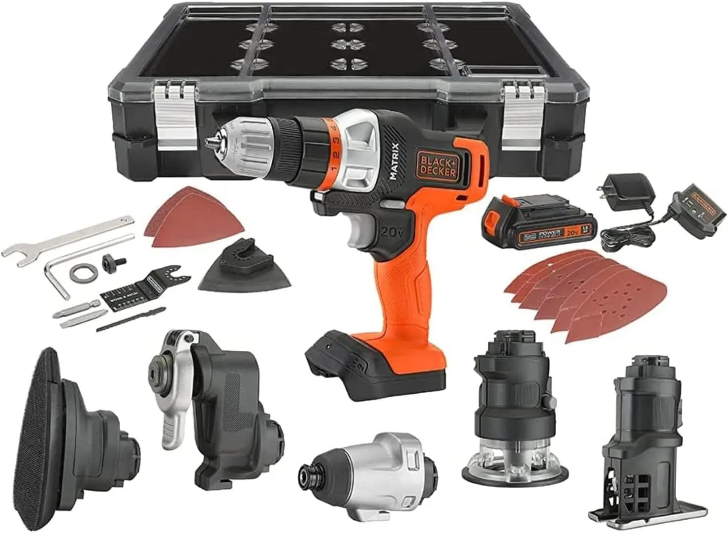 

20V Cordless Drill Combo Kit with 6 Tool Attachments, Compact Storage Case for DIY Home Projects