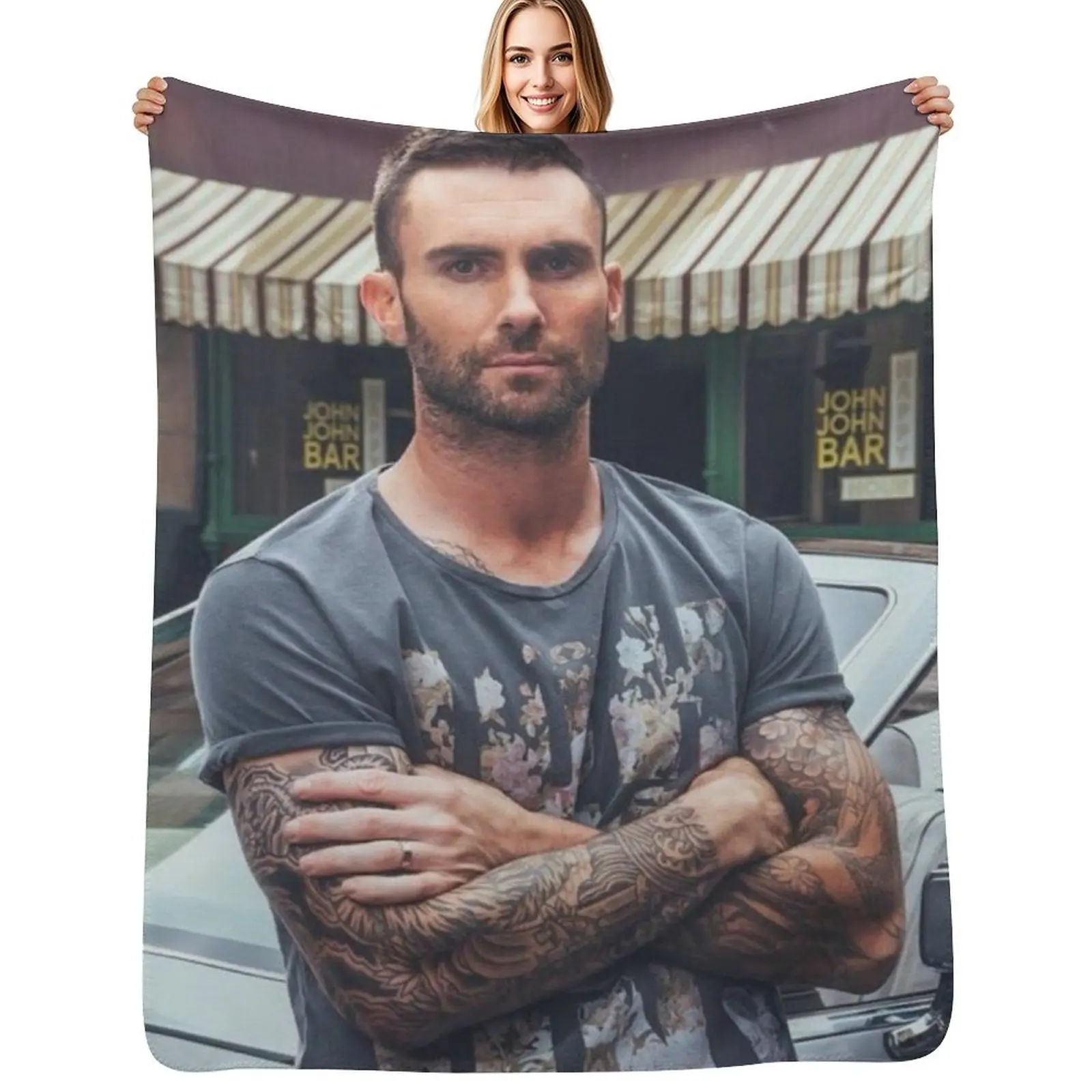 

adam levine Throw Blanket funny gift Picnic Furrys Soft Plaid Blanket