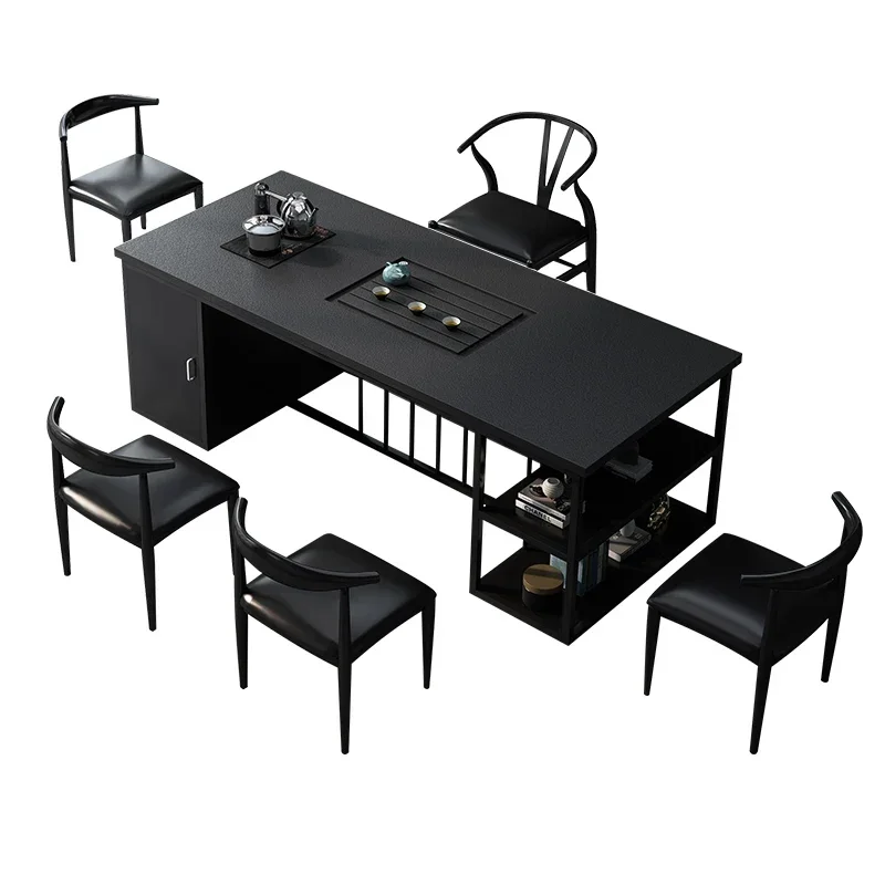 

Fire stone tea table and chair combination modern simple home rock slab tea table office