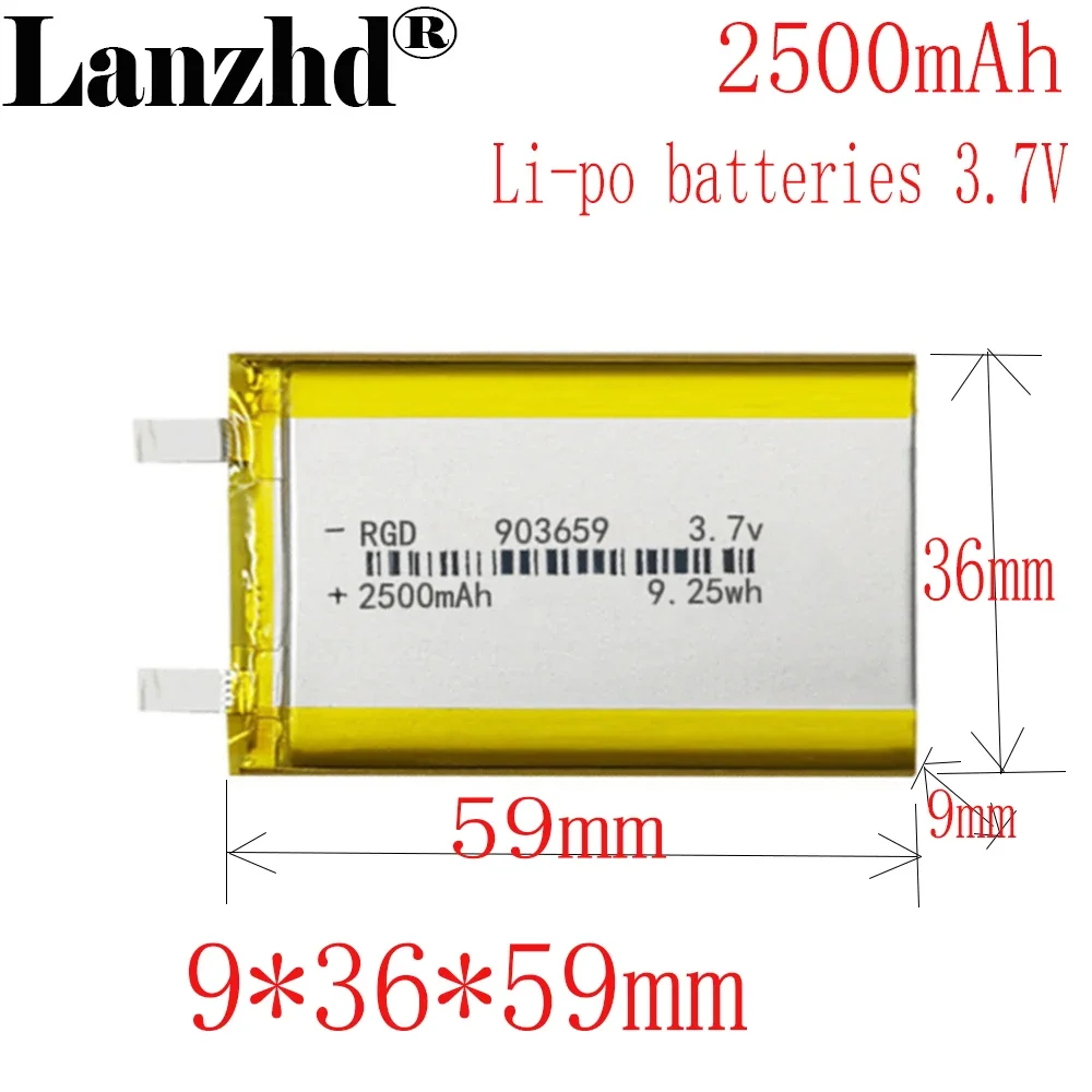 1-12PCS lithium-ion polymer battery 3.7 V eyecare sweeping robot 903659 lithium batteries tablet pc BANK GPS mp3 mp4