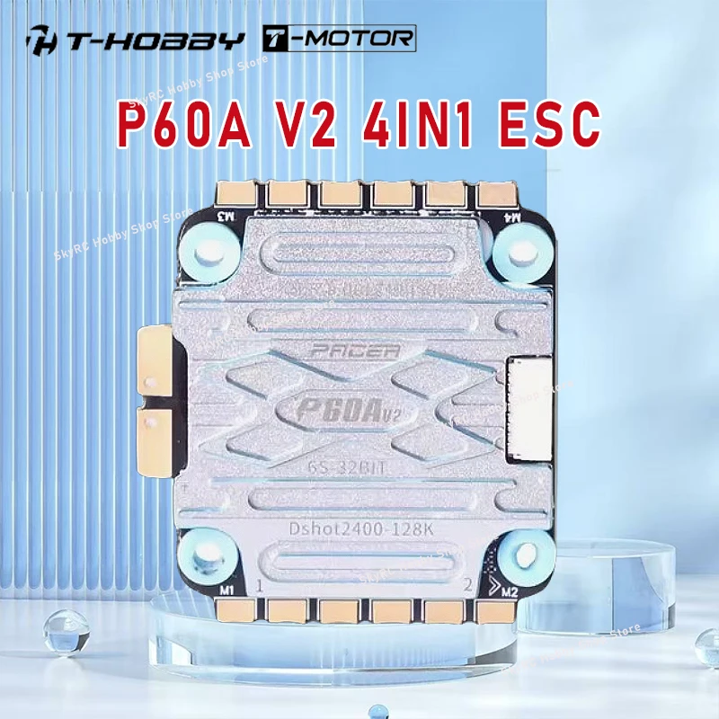

T-MOTOR T-HOBBY P60A V2 4-в-1 ESC 3-6S BLHELI_32 32Bit DSHOT2400 128KHz-30.5×30.5мм/M3 для 5-7-дюймовых FPV дронов (фристайл/гонки/кино/LR)