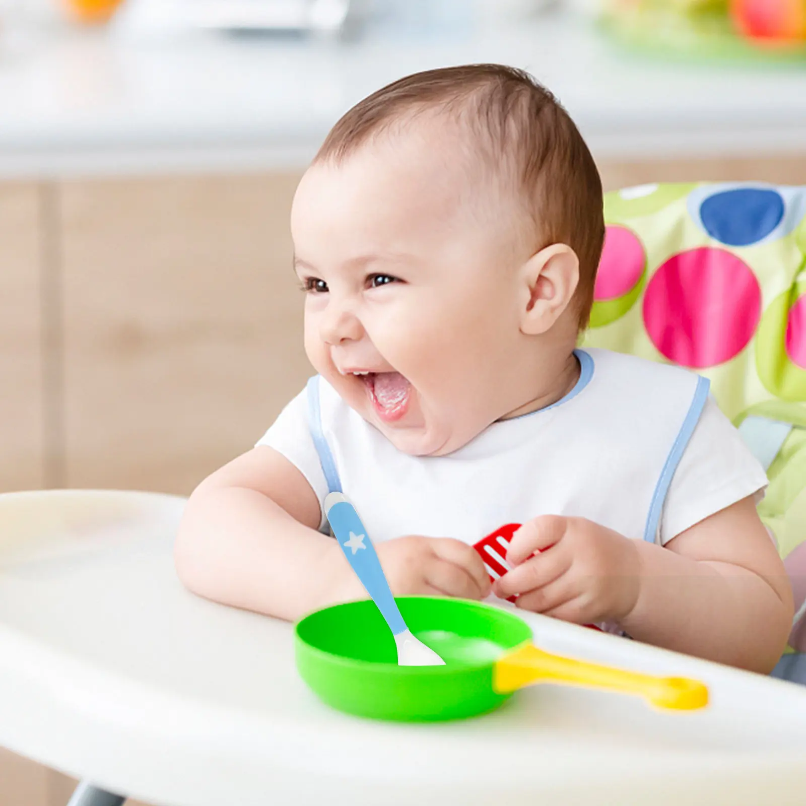 

4Pcs Baby Spoon Fork Set Bendable Flexible Food Grade Safe Utensils Training Kit for Baby Kids Toddler Feeding Essentials