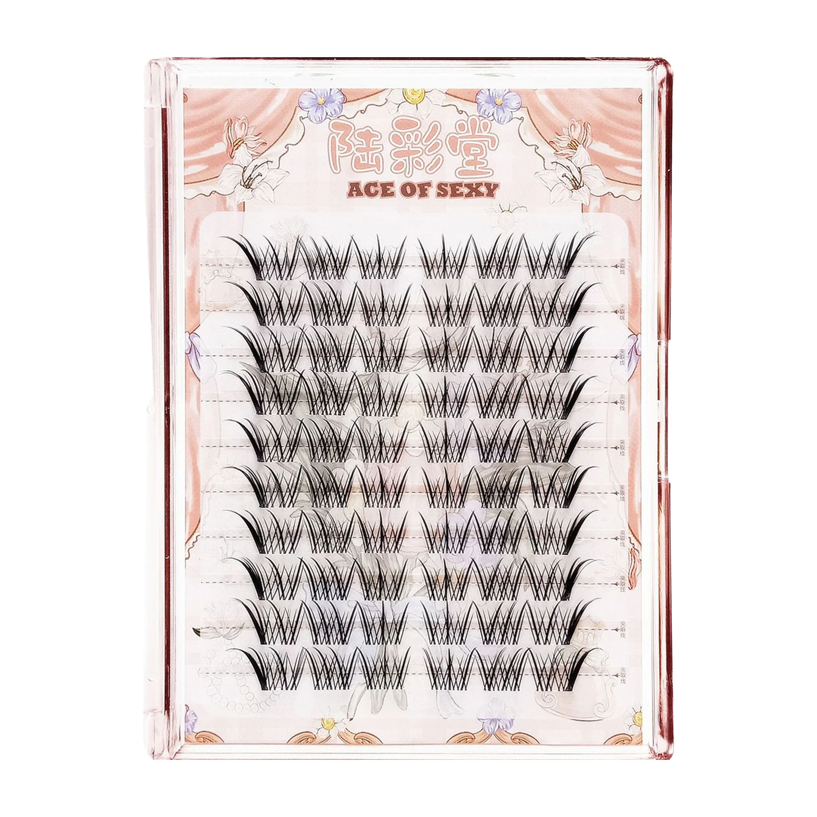 10-reihige Einzelwimpern-Cluster, segmentierte natürliche Wimpernverlängerung, Fuchsstil, fliegende falsche Wimpern, Make-up-Werkzeug
