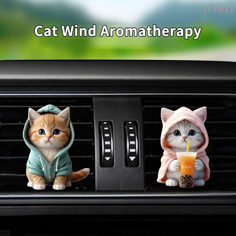  [E]Car Outlet Vent Perfume Clips Cat Air Freshener Diffuser Aromatherapy Decoration Interior Aromatherapy Pad Car Cat Shape Clip 