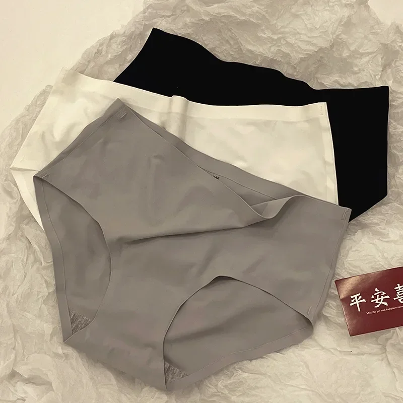 女性用シームレスアイスシルク下着セット,超薄型感,速乾性パンツ,ブリーフ,パンティー,夏,M-XL, 3個