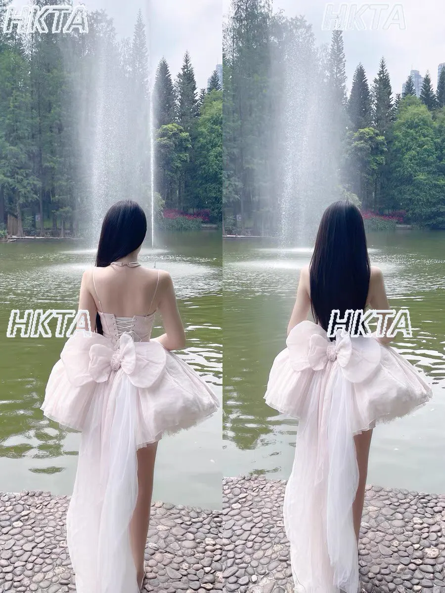 

Элегантное вечернее платье-бюстье в стиле Лолита для дня рождения, с кружевом, атласом и бантом, с завышенной талией, для женщин