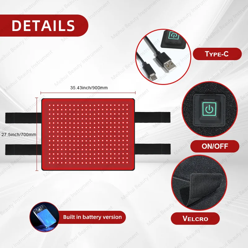 

Horseback Red Light Infrared Therapy Device for Abdominal Muscle Relaxation, Fracture Healing, Wireless Portable Timing