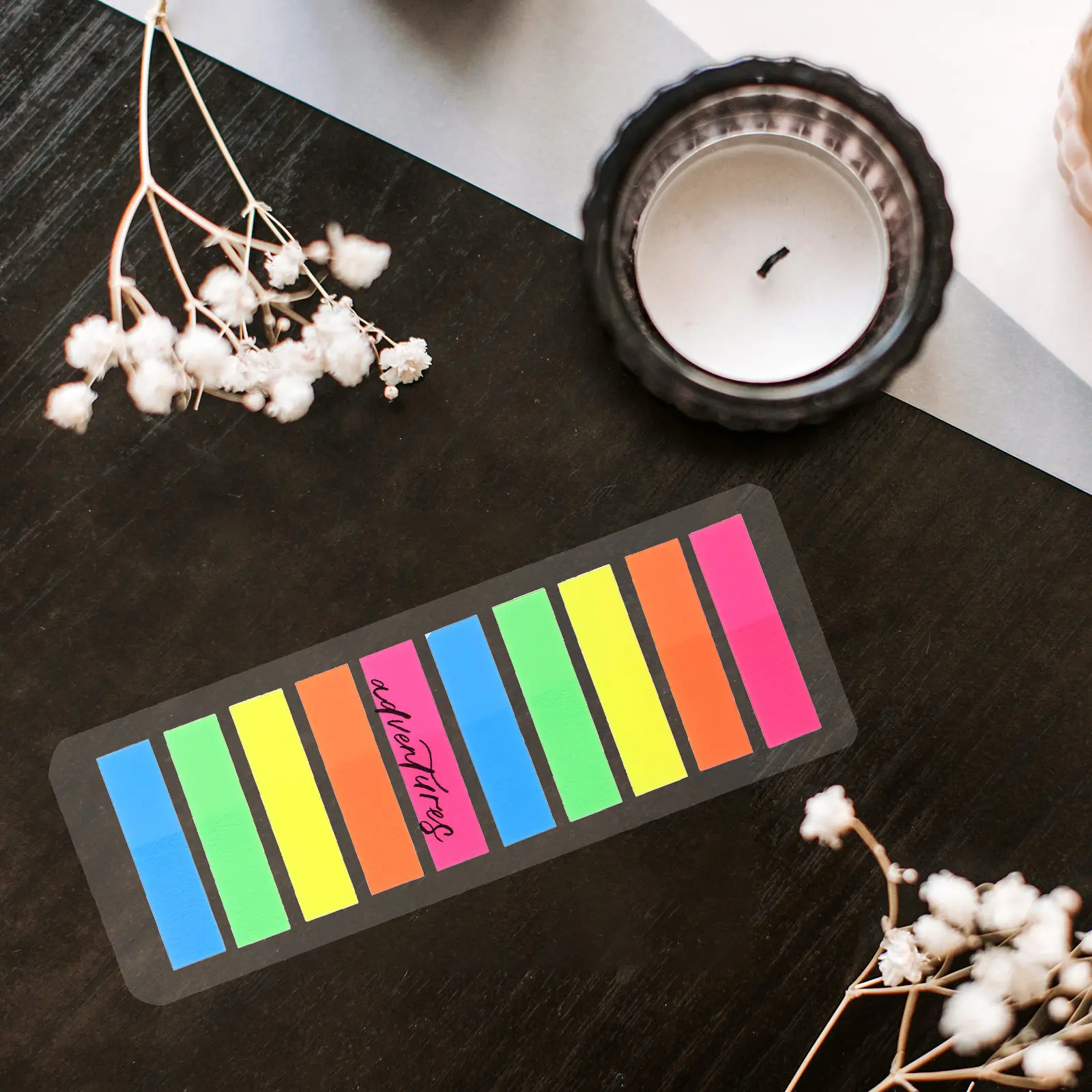 

1600Pcs Sticky Colored Index Tabs Page Marker Paper Strips Lightweight Book Tabs for Note Organization Page Marker