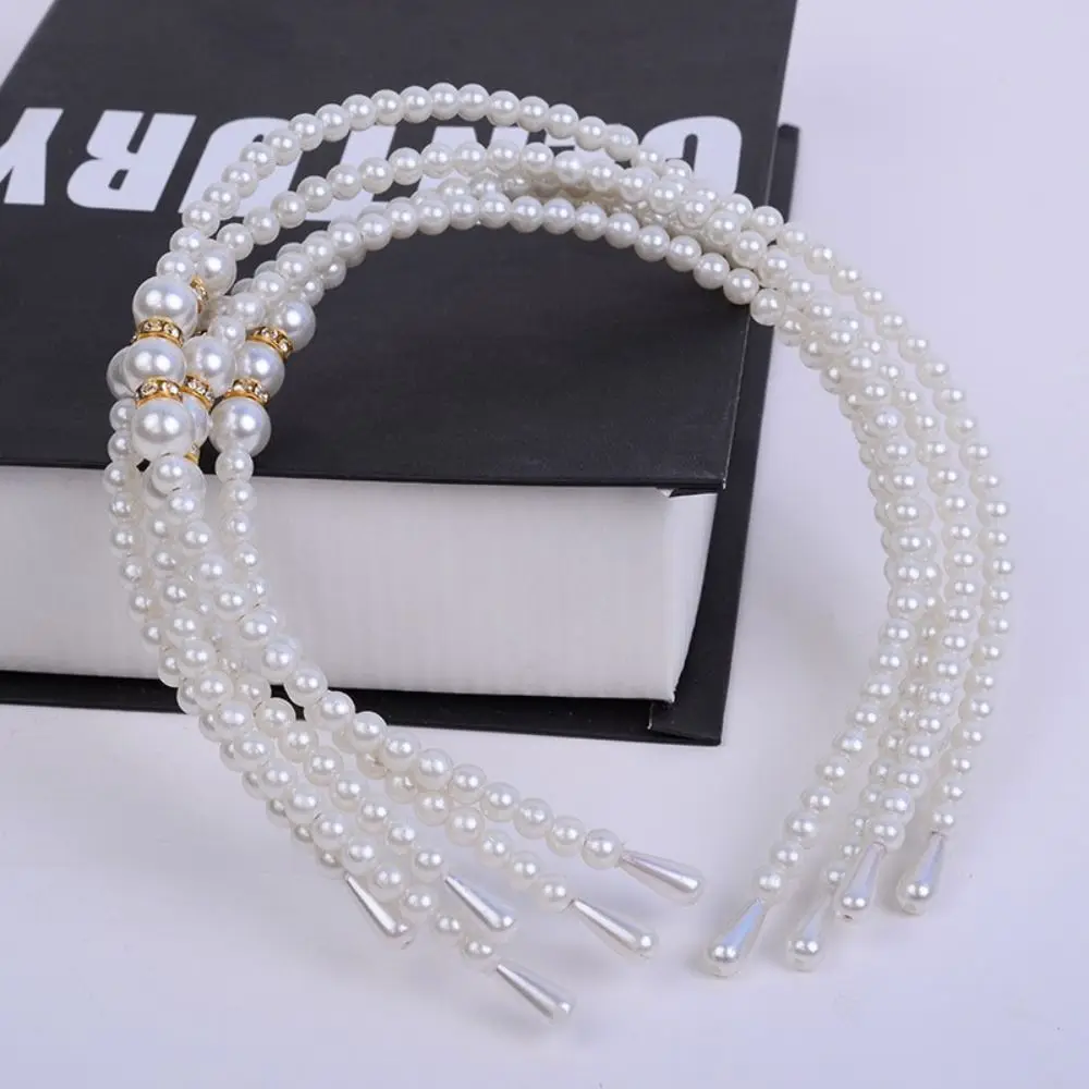 New Pearl Pearl Hairband White Versatile Hair Hoop Hair Accessories Plastic Headpiece