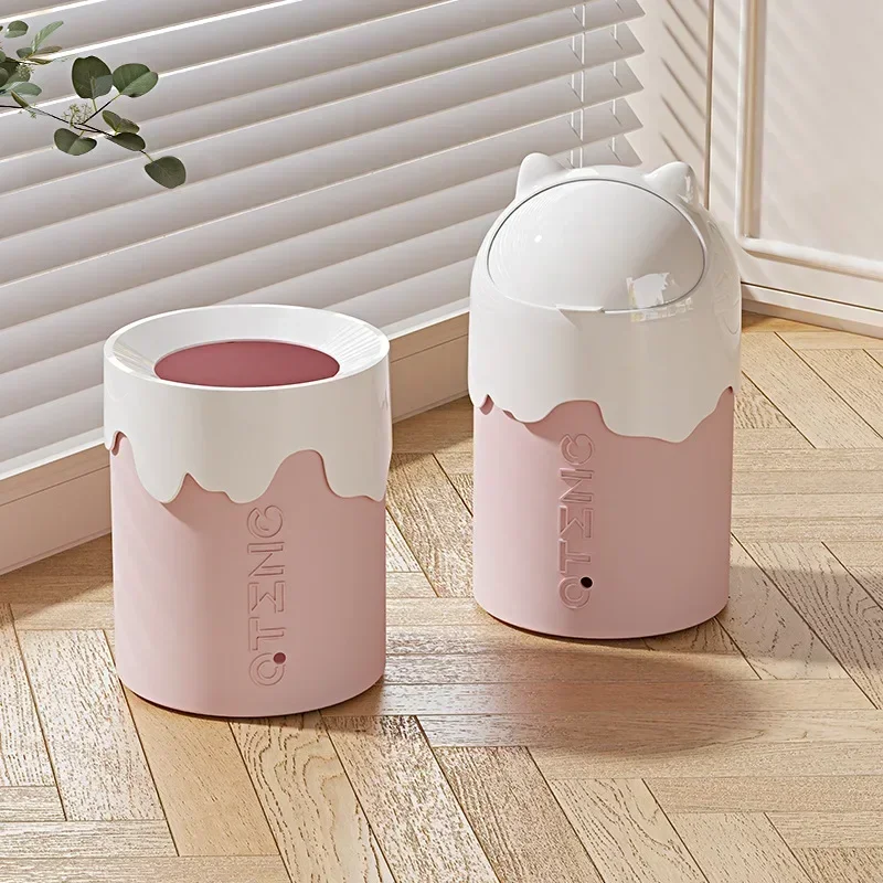 Trash Can Household Hotel Living Room Bedroom Toilet Bathroom High Value Large Creative Desktop with Lid Storage Bucket